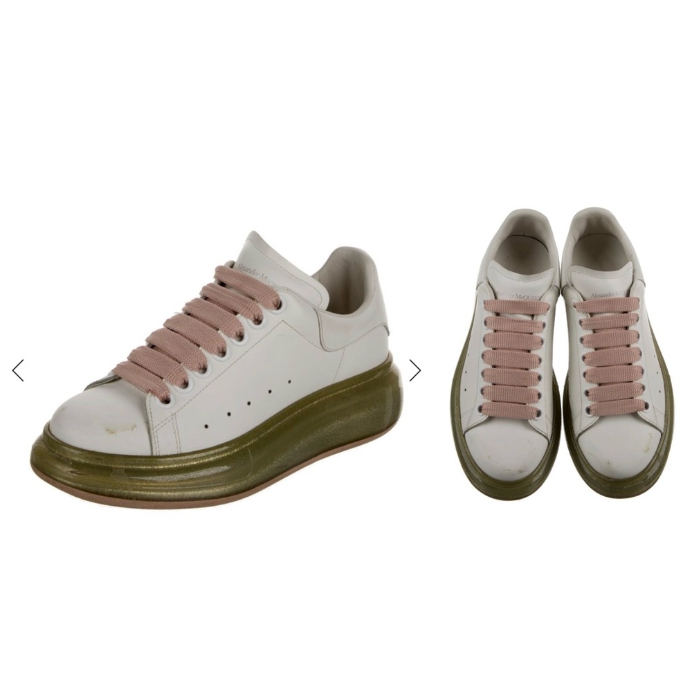Alexander McQueen White Sneakers pink laces